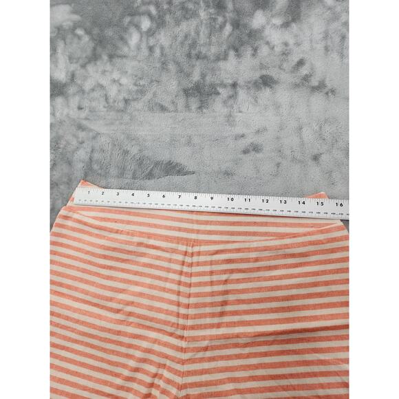 Bo Bel Striped High Waist Shorts Size L Peach Cream Exposed Back Zipper Cotton - Picture 6 of 10